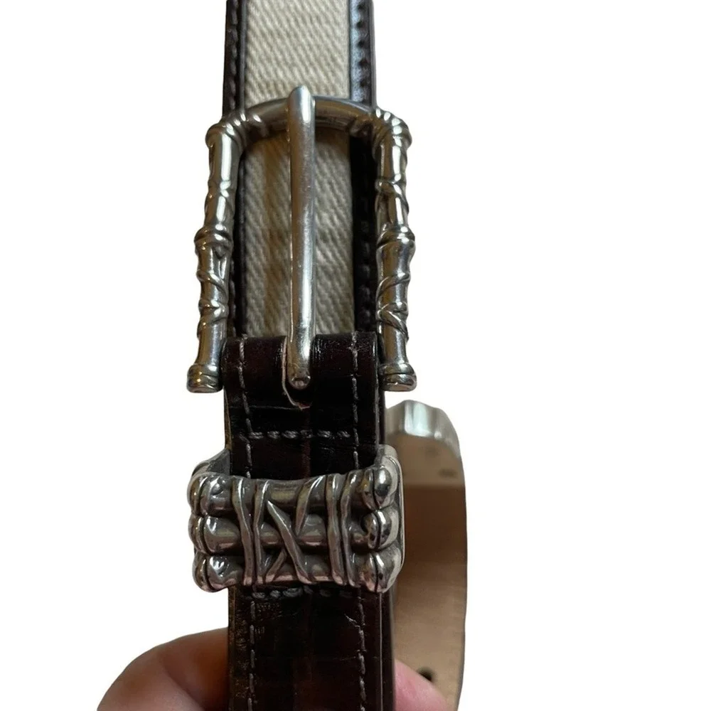 Brighton Brown Leather Tan Silver Belt‎ Women's